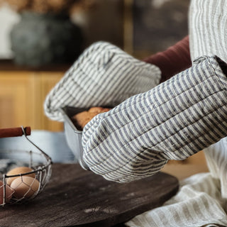 Thin Black Stripes Linen Potholder - Linen Tales 4