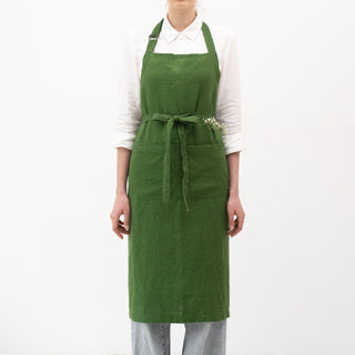 True Green Linen Chef Apron - Linen Tales 