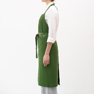 True Green Linen Chef Apron - Linen Tales 