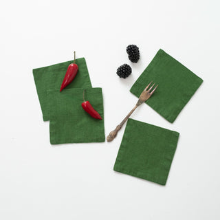 True Green Linen Coasters Set of 4 - Linen Tales 