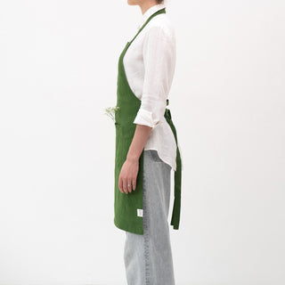 True Green Linen Daily Apron - Linen Tales 
