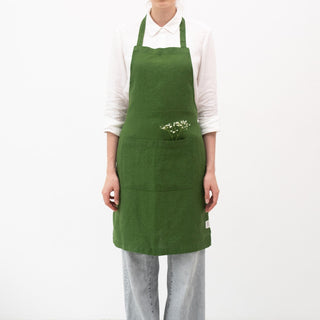 True Green Linen Daily Apron - Linen Tales 