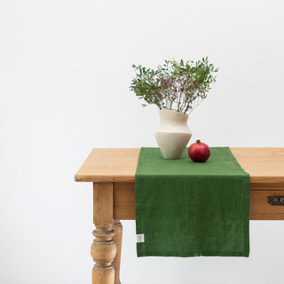True Green Linen Table Runner - Linen Tales 