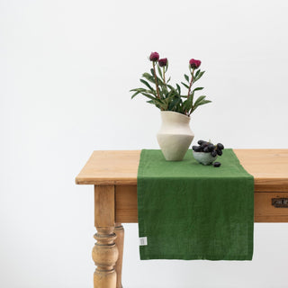 True Green Linen Table Runner - Linen Tales 