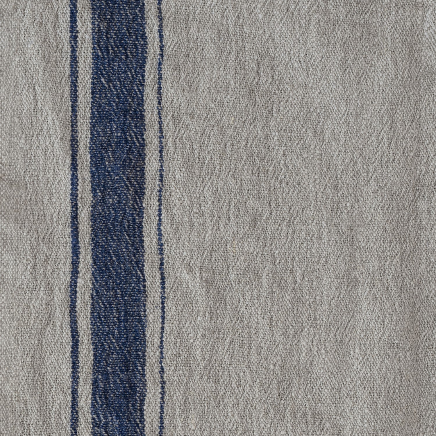 Striped Linen Fabric Natural Gray Blue White Stonewashed Vintage