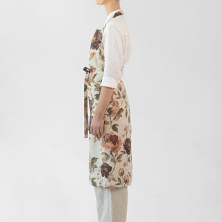 Vintage Roses Linen Chef Apron - Linen Tales 