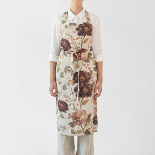 Vintage Roses Linen Chef Apron - Linen Tales 