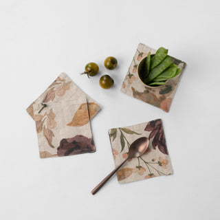 Vintage Roses Linen Coasters Set of 4 - Linen Tales 
