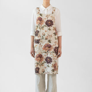 Vintage Roses Linen Crossback Apron - Linen Tales 