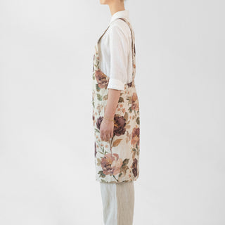 Vintage Roses Linen Crossback Apron - Linen Tales 