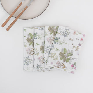 White Botany Linen Napkins Set of 2 - Linen Tales 