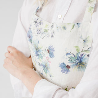White Flowers Linen Daily Apron - Linen Tales 3