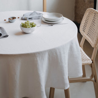 White Lightweight Linen Round Tablecloth - Linen Tales 3