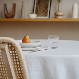 White Lightweight Linen Round Tablecloth - Linen Tales 