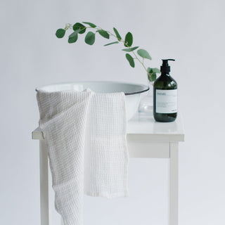 White Linen Fine Waffle Towel - Linen Tales 3