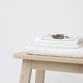 White Linen Fine Waffle Towel - Linen Tales 