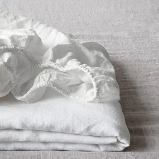White Linen Fitted Sheet - Linen Tales 4