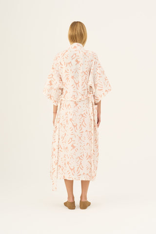 White Monstera Linen Summer Bathrobe - Linen Tales Global 4