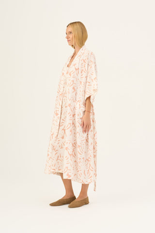 White Monstera Linen Summer Bathrobe - Linen Tales Global 3