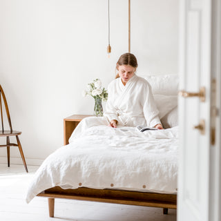 White Waffle Bathrobe & Towel Bundle 8