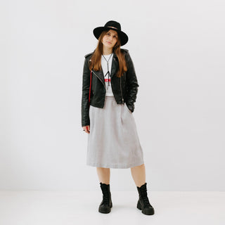 Wind Grey Linen Tulip Skirt - Linen Tales 