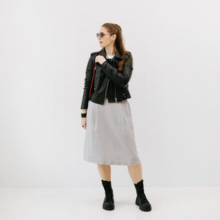 Wind Grey Linen Tulip Skirt - Linen Tales 5