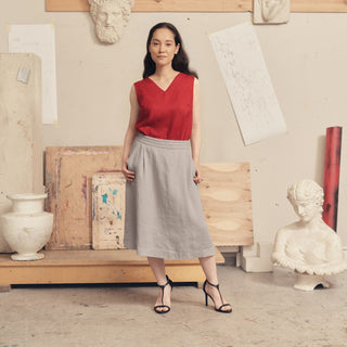 Wind Grey Linen Tulip Skirt - Linen Tales 