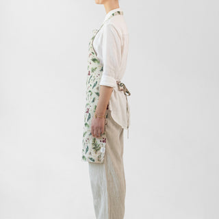 Winter Berries on Light Natural Linen Daily Apron - Linen Tales 