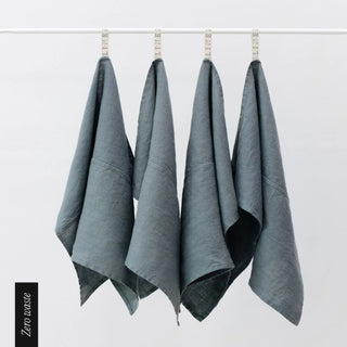 Zero Waste Blue Fog Linen Kitchen Towels Set of 4 - Linen Tales 