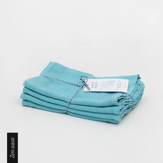 Zero Waste Coastal Blue Linen Kitchen Towels Set of 4 - Linen Tales Global 2