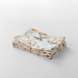 Zero Waste Fall Watercolor Linen Kitchen Towels Set of 4 - Linen Tales 