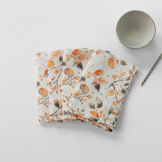 Zero Waste Fall Watercolor Linen Napkins Set of 4 - Linen Tales 