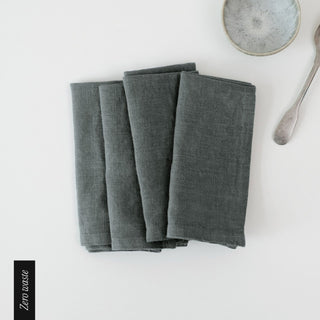 Zero Waste Forest Green Linen Napkins Set of 4 - Linen Tales 