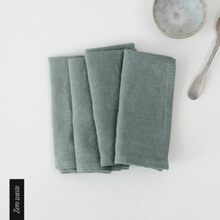 Zero Waste Green Milieu Linen Napkins Set of 4 - Linen Tales 