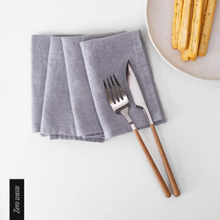 Zero Waste Light Grey Linen Napkins Set of 4 - Linen Tales 