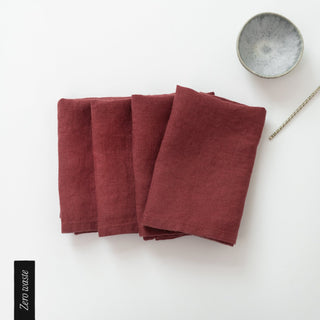 Zero Waste Marsala Linen Napkins Set of 4 - Linen Tales 