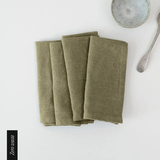 Zero Waste Martini Olive Linen Napkins Set of 4 - Linen Tales 