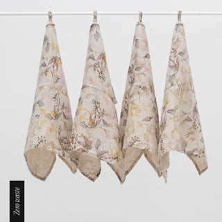 Zero Waste Meadow on Natural Linen Kitchen Towels Set of 4 - Linen Tales Global 