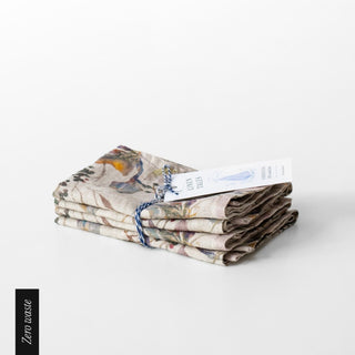 Zero Waste Meadow on Natural Linen Napkins Set of 4 - Linen Tales 
