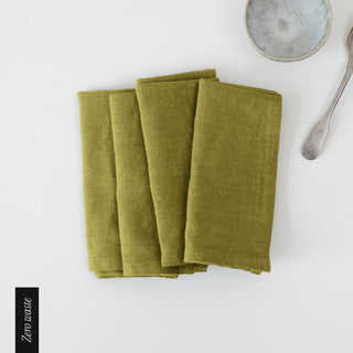 Zero Waste Moss Green Linen Napkins Set of 4 - Linen Tales 
