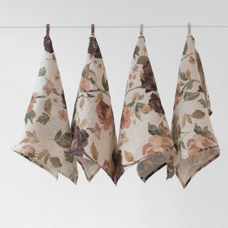 Zero Waste Vintage Roses Linen Kitchen Towels Set of 4 - Linen Tales 