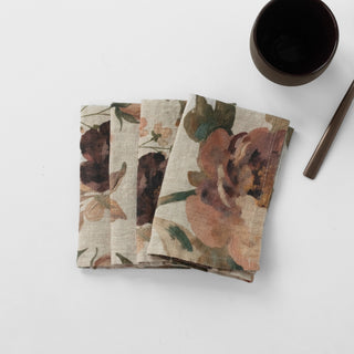 Zero Waste Vintage Roses Linen Napkins Set of 4 - Linen Tales 