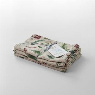 Zero Waste Winter Berries on Light Natural Linen Kitchen Towels Set of 4 - Linen Tales 2