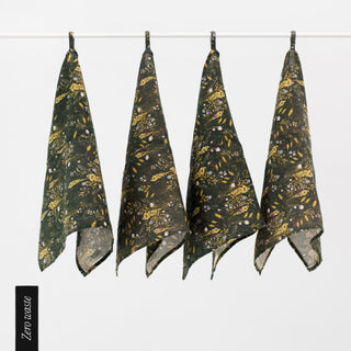 Zero Waste Woodland Linen Kitchen Towels Set of 4 - Linen Tales 