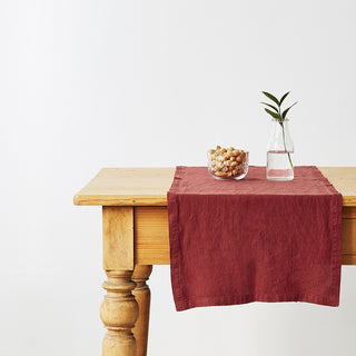 Red Pear Washed Linen Table Runner 