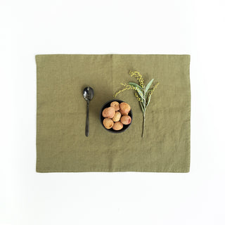 Martini Olive Washed Linen Placemat 