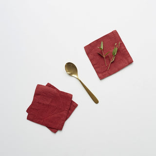 Set of 4 Red Pear Washed Linen Coasters 