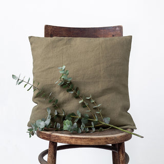 Martini Olive Washed Linen Cushion Cover 1