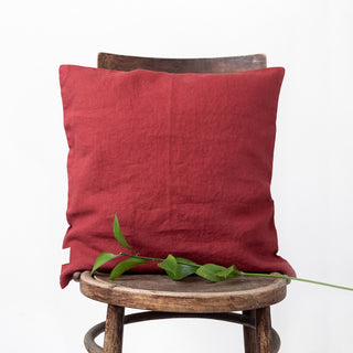 Red Pear Washed Linen Cushion Cover 1