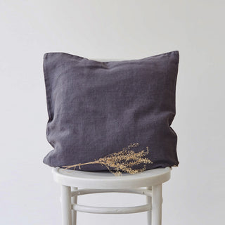 Dark Grey Washed Linen Cushion Cover 